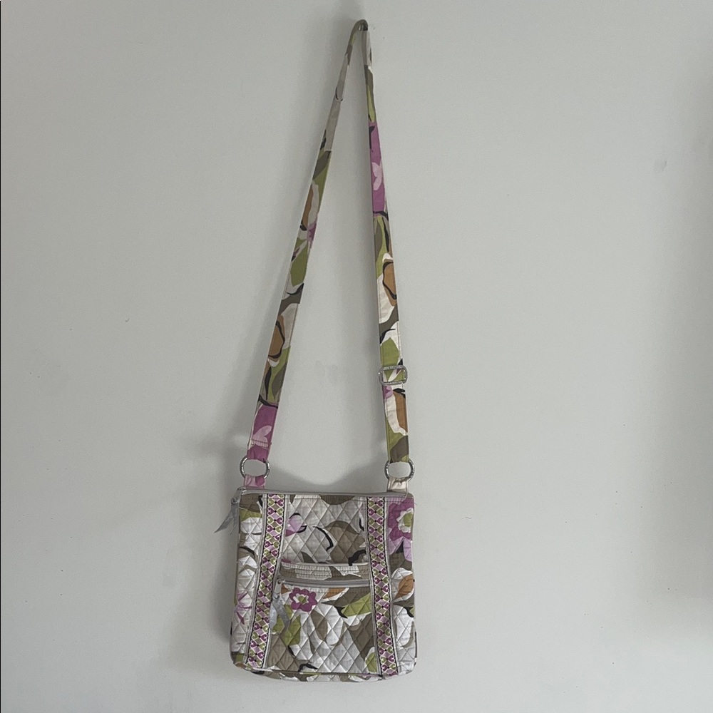 Vera Bradley Floral Quilted Crossbody Bag - Purple and Silver